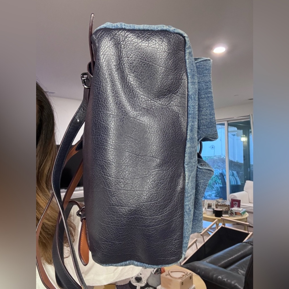 Coach Denim Turnlock backpack Gunmetal Rivets  Navy leather - Picture 11 of 17